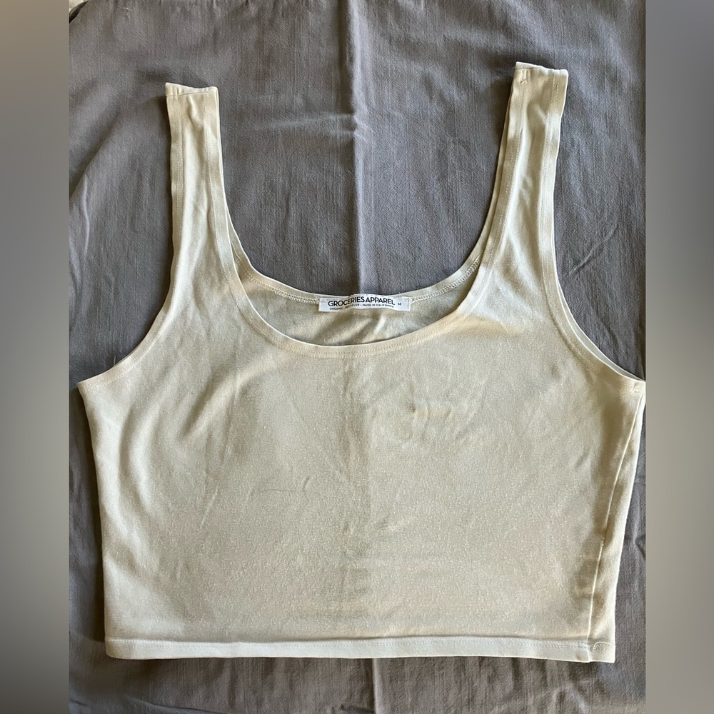Groceries brand white cropped top size
medium
